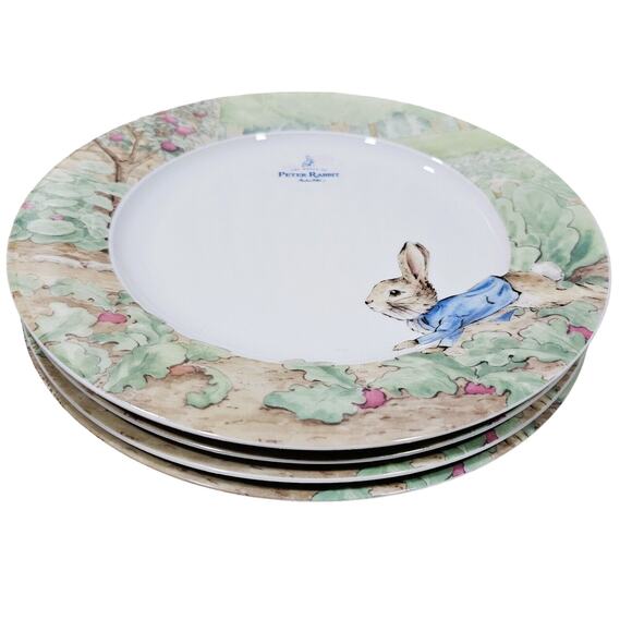 BEATRIX POTTER PETER RABBIT SET OF 2 EASTER GREEN DINNER PLATES 10 1/2" NEW - Picture 6 of 7